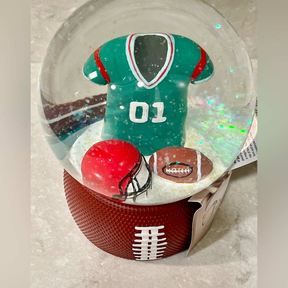 NEW Football snow globe, Jersey, helmet, football on football base! Great gift! - Picture 3 of 9